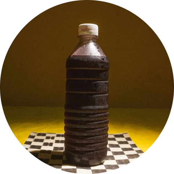 dark oil in bottle